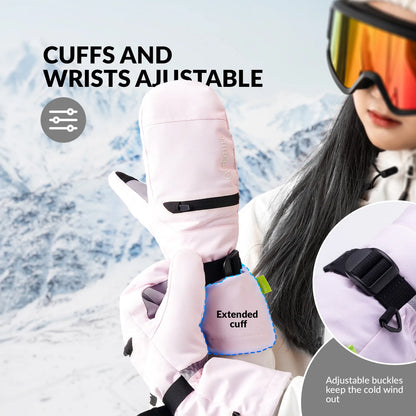 Windproof Waterproof Thermal Ski Gloves Double-Layer Insulation Touchscreen