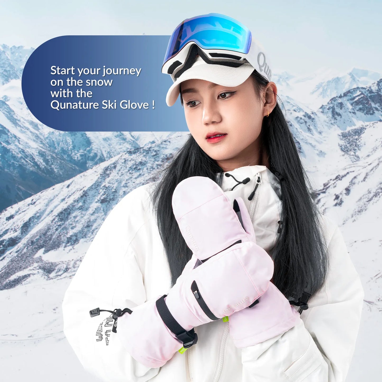 Windproof Waterproof Thermal Ski Gloves Double-Layer Insulation Touchscreen