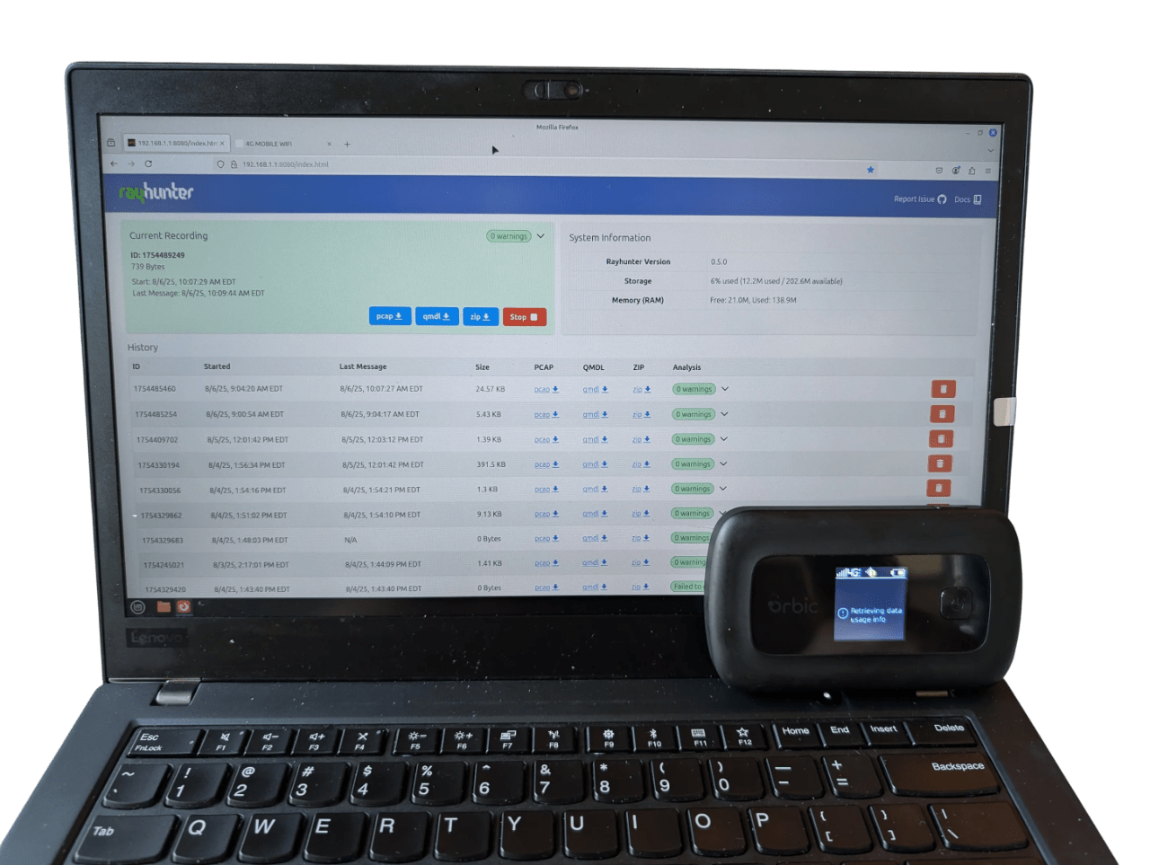 RayHunter Orbic RC400L IMSI Catcher & Stingray Detector