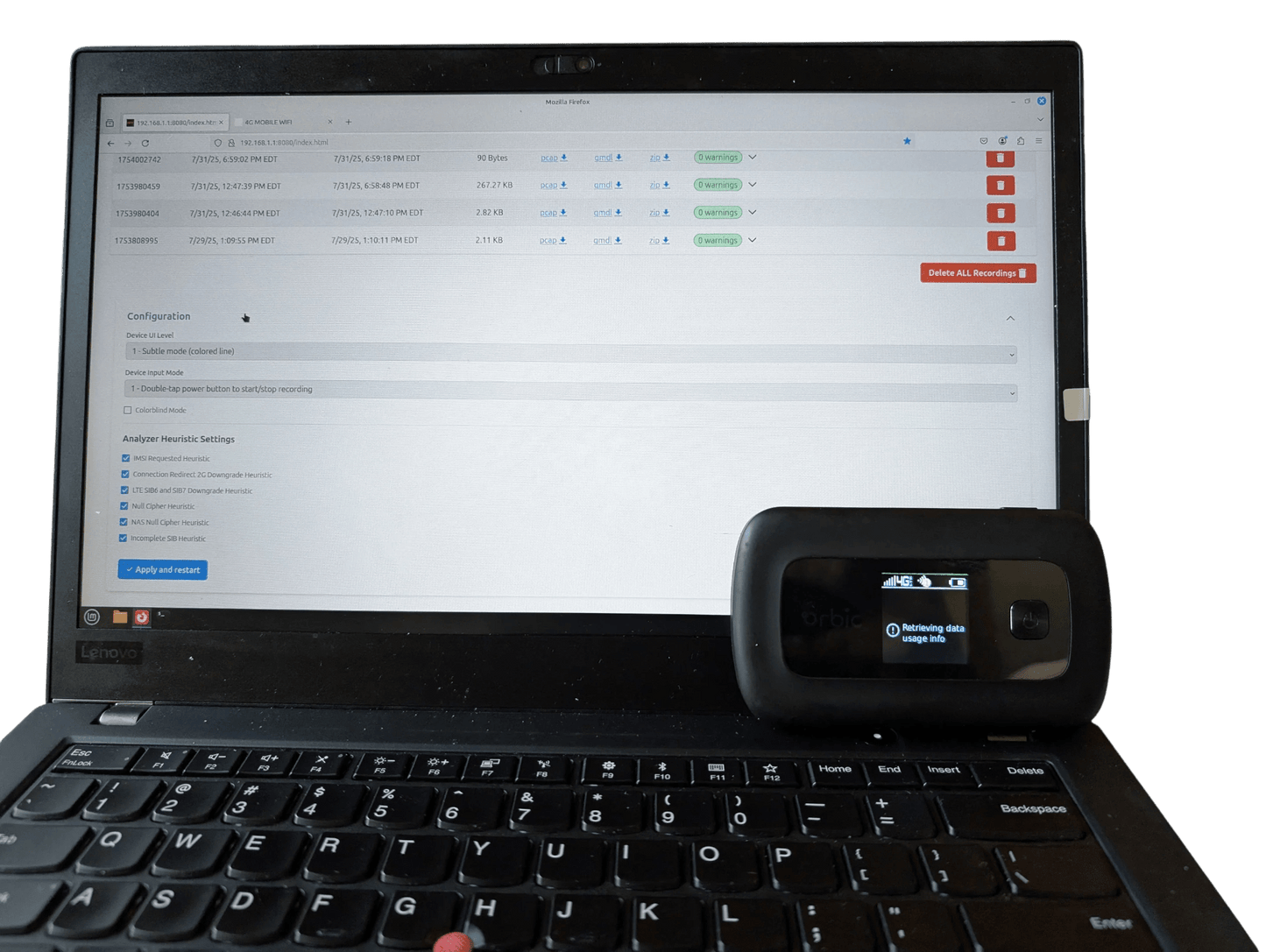 RayHunter Orbic RC400L IMSI Catcher & Stingray Detector