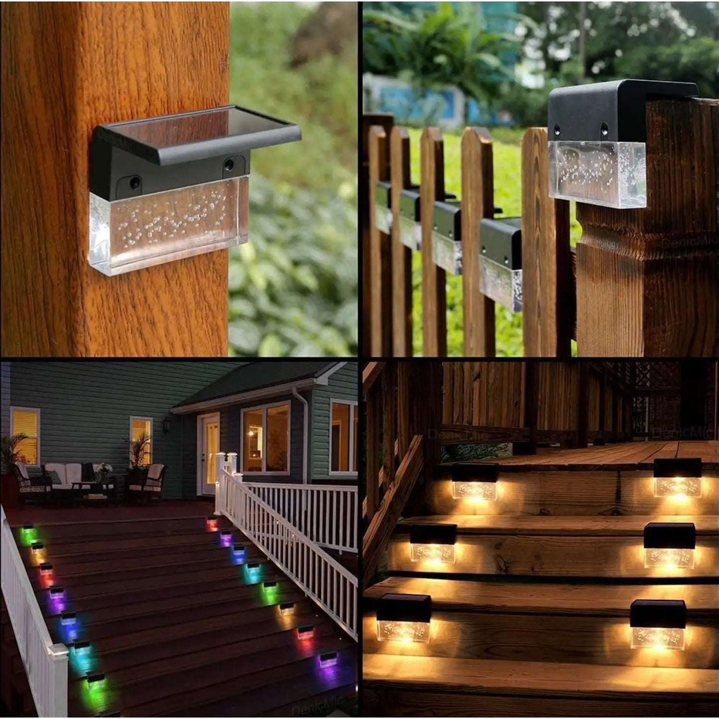 RGB LED Solar Fence Light - Waterproof Step Light for Outdoor