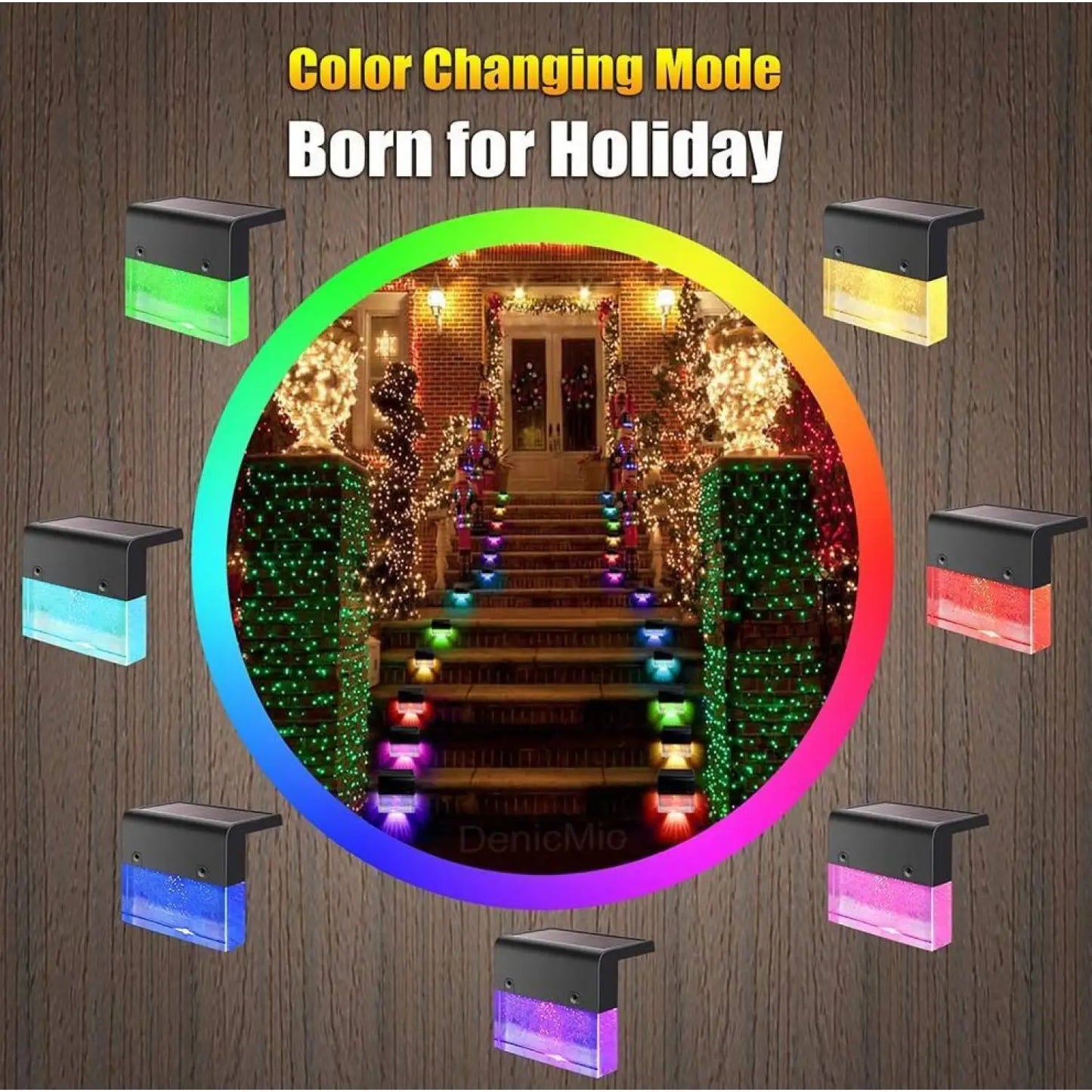 RGB LED Solar Fence Light - Waterproof Step Light for Outdoor