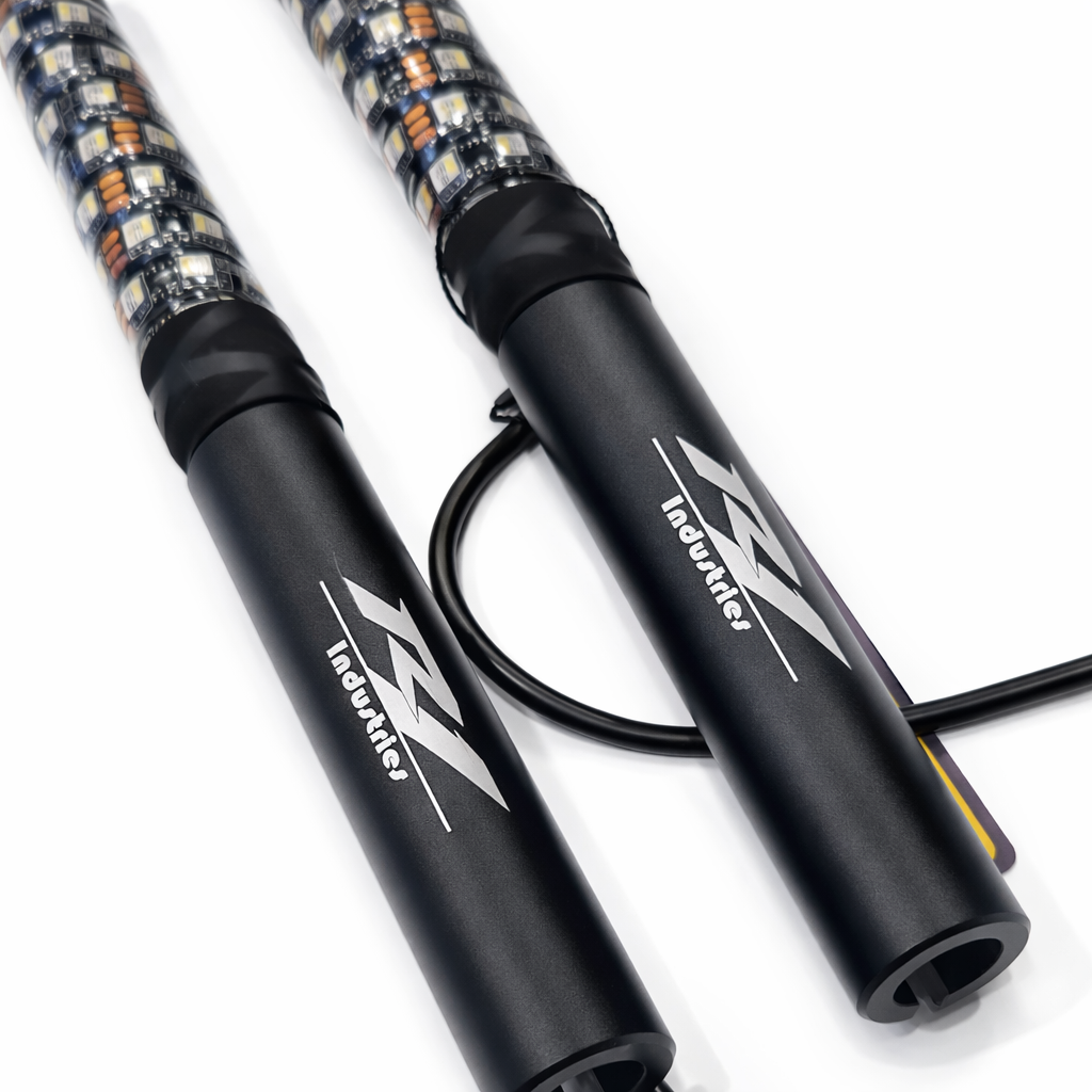 R1 Industries Pro Series LED Light Whips – Bluetooth & RF Remote, IP67, Lifetime Warranty