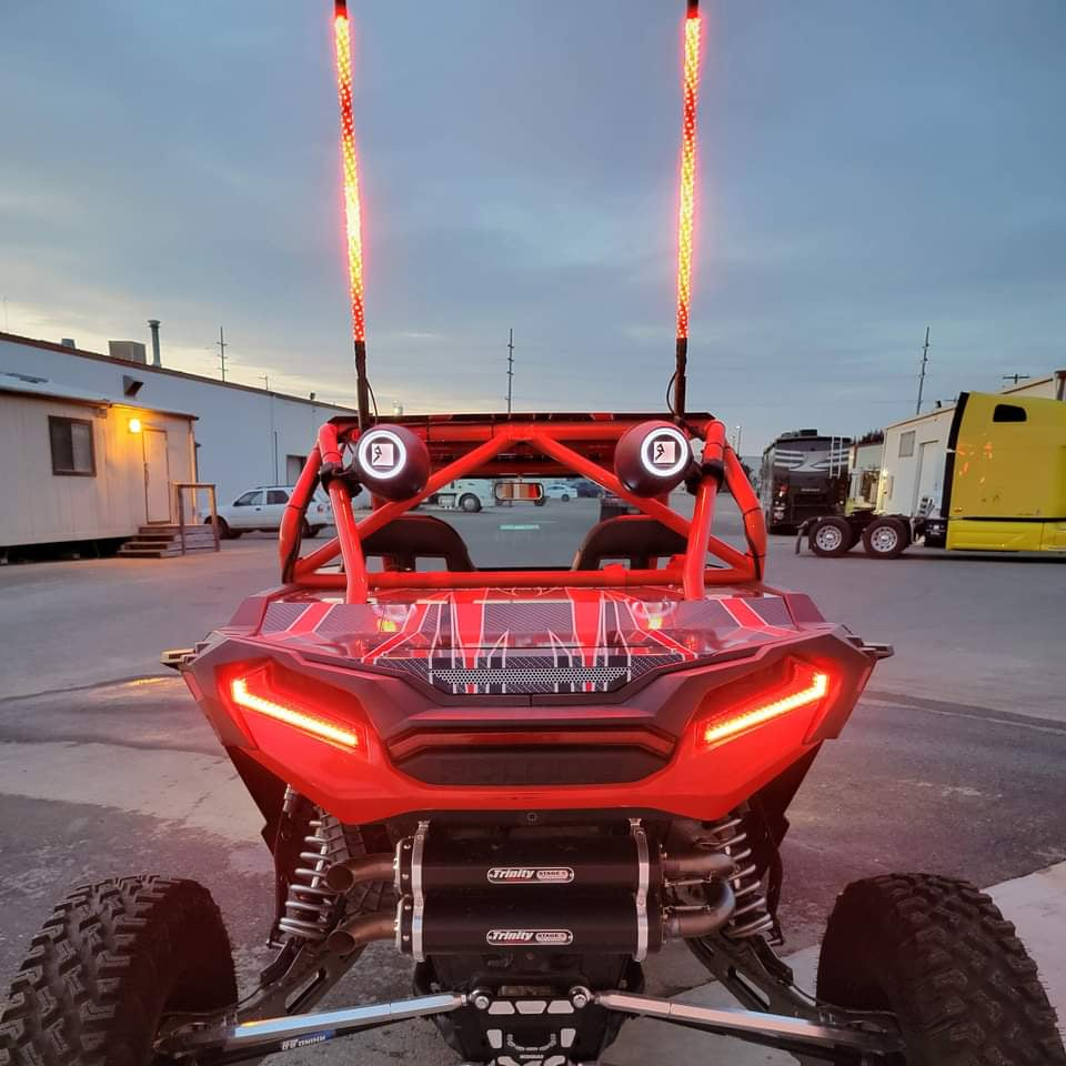 R1 Industries Pro Series LED Light Whips – Bluetooth & RF Remote, IP67, Lifetime Warranty