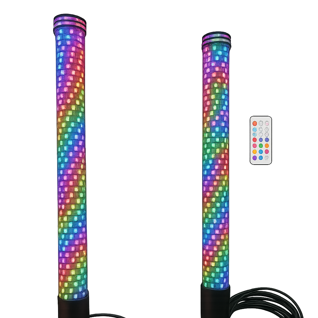 R1 Industries Pro Series LED Light Whips – Bluetooth & RF Remote, IP67, Lifetime Warranty