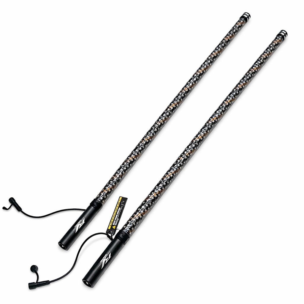 R1 Industries Pro Series LED Light Whips – Bluetooth & RF Remote, IP67, Lifetime Warranty