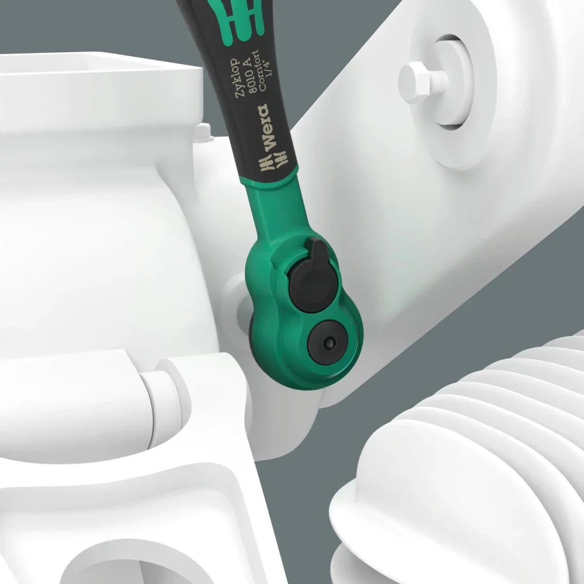 Wera 8010 A Zyklop Comfort 1/4" Drive Ratchet – 80-Tooth Fine Action (05005600001)