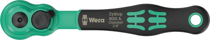 Wera 8010 A Zyklop Comfort 1/4" Drive Ratchet – 80-Tooth Fine Action (05005600001)